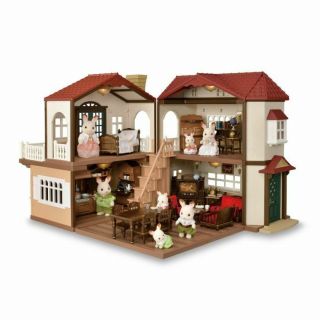 Sylvanian Families Big house with red roof Classic color Retractable house Japan 4