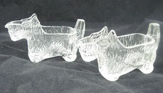 Depression Glass Scotty Dog Cream Pitchers Set Of 2 Clear 1940 