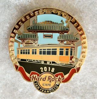 Hard Rock Cafe San Francisco Trolley Car With Chinatown Gate Behind Pin 98293