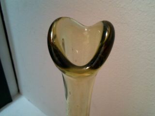 Vintage Fenton Art Glass Bud Vase Thumbprint Pattern Colonial Green 12 1/2 