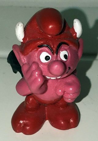 Smurfs Little Devil Smurf 20213 Red Pink Vintage Figure Pvc Toy 1984 Figurine