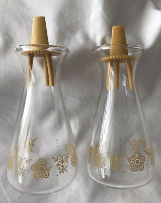 Vintage Pyrex Glass Salt & Pepper Shaker Set Butterfly Gold Corelle Compatible