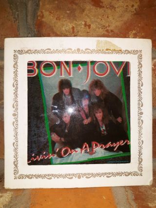 Bon Jovi Vintage Glass Mirror Carnival Fair Photo Prize 1980 