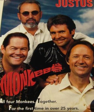 The Monkees Justus 1996 Rhino Promo Poster Dolenz Nesmith Davy Jones Tork Rolled