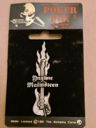 Yngwie Malmsteen Guitar Alchemy Poker Rox Pewter Pin Badge Clasp Rare Deadstock