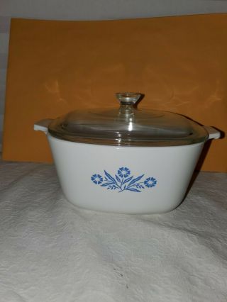 Vintage Blue Cornflower Corning Ware 1 - 3/4 Qt (p - 1 - 3/4 B) With Lid Pre - Owned