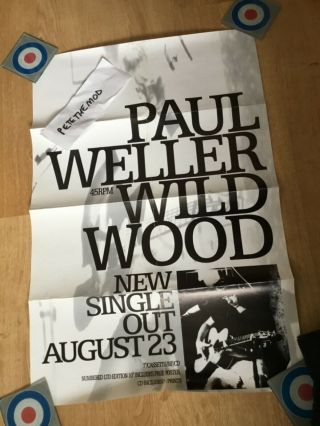 Paul Weller ‘wild Wood’ Single 1993 Promo Poster The Jam Style Council Rare