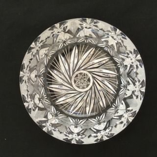 Vintage Lead Crystal Ashtray Bohemian Czech Glass High Clarity 8 Point Star
