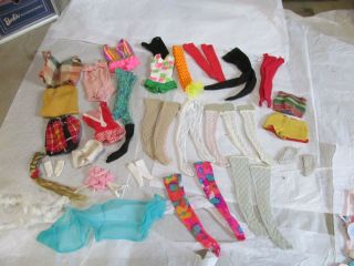 Vintage Mattel Barbie Clothes,  Stockings,  Bathing Suits And Pony Tail Hair Piece