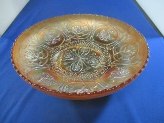 Vintgae 3 Footed Carnival Glass Marigold Bowl Dragons & Floral Design