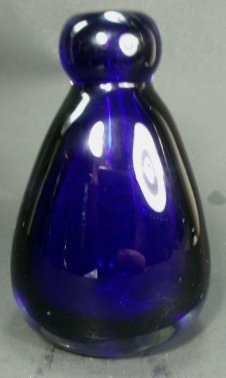 Vintage Small Hand Blown Cobalt Blue Glass Perfume Bottle / Water Drop Shaped