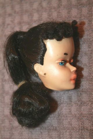 Vintage 3 Brunette Ponytail Barbie Doll Head with Face Paint 4