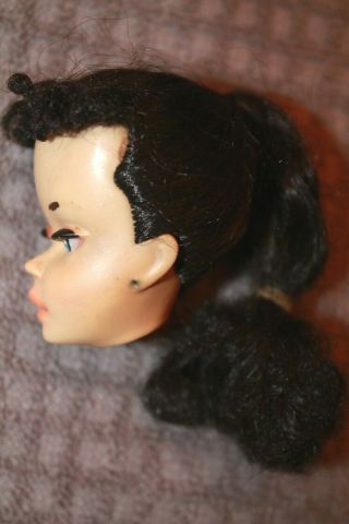 Vintage 3 Brunette Ponytail Barbie Doll Head with Face Paint 5