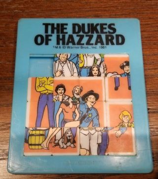 Vintage Dukes Of Hazzard Blue Tray Slide Puzzle Cast Apc 1981