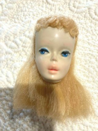 Vintage 3 Ponytail Barbie Doll Head Thick Hair & Face Paint