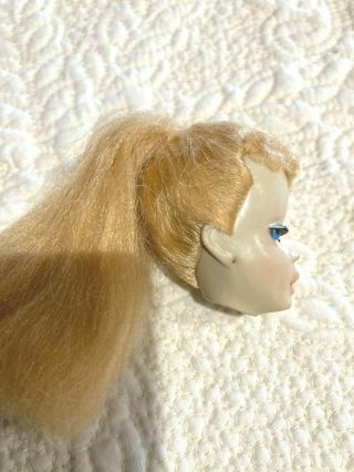 Vintage 3 Ponytail Barbie Doll Head Thick Hair & Face Paint 3