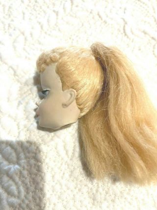Vintage 3 Ponytail Barbie Doll Head Thick Hair & Face Paint 4