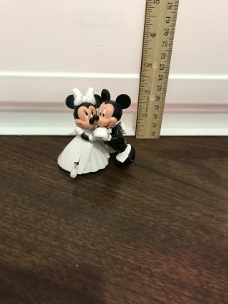 Disney Mickey & Minnie Mouse Bride Groom Wedding Dance Wind Up Toy Cake Topper