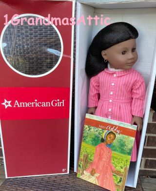 American Girl Addy Walker Doll And Book 18 Inches Nib Pink Dress Retired