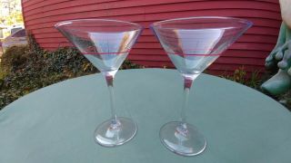 2 Vintage Mid Century Modern Martini / Cocktail Glasses Retro Wine Cham