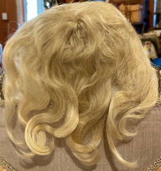 A24 Antique 9 - 10 " Handtied Light Blond Mohair Wig For Antique Bisque Doll