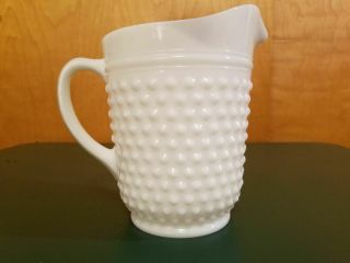 Vintage White Milk Glass Hobnail 2 Quart Pitcher (fenton Or Anchor Hocking)