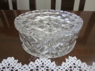 Lovely Vintage Diamond Cut Crystal Oval Trinket Box
