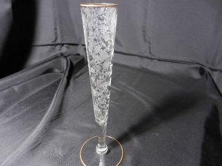 Cambridge Crystal Rose Point Tall Bud Vase Clear Gold Trim 10 1/4 " T Ca 1938 - 58