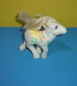 1989 My Little Pony Merry Go Round White Pony Flower Bouquet Mlp Hasbro No Tail