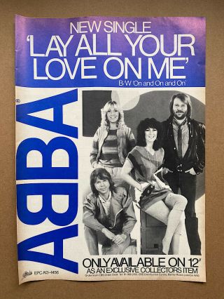 Abba Lay All Your Love On Me Poster Sized Music Press Advert From 1981