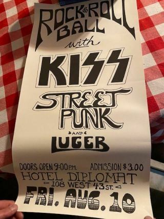 Kiss 1973 Hotel Diplomat Concert Poster Gene Simmons Paul Stanley