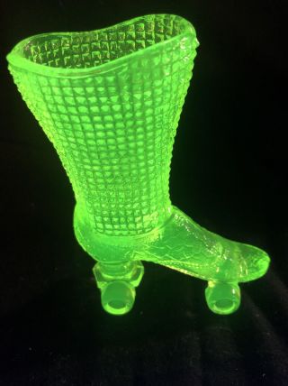 Vintage Boyd Glass Toothpick Roller Skate Boot - Vaseline Glass