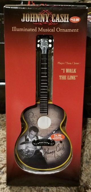 Johnny Cash Guitar Illuminated Musical Ornament Plays I Walk The Line