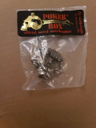 Monsters Of Rock 1987 Alchemy Poker Rox Pewter Pin Badge Clasp Rare Deadstock