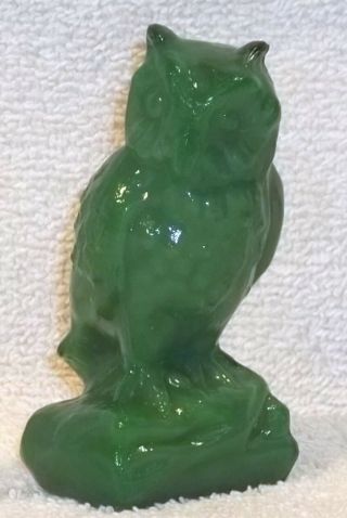 Boyd Glass Made In 1990 Owl Bird Paperweight Lime Green Fund