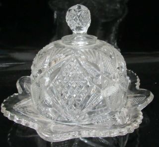 Eapg Us Glass Pennsylvania Pattern Covered Butter Dish Late 1800 