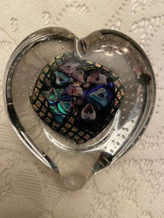 Art Glass Heart Shaped Paperweight,  Signed By Randy Strong