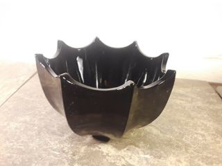 Vintage Black Amethyst Glass - Serving Bowl Scalloped Edged Octagon Panel - Guc