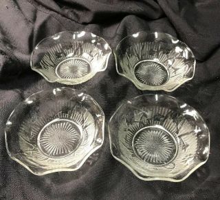 (4) Jeannette Depression Glass Iris Herringbone Berry Bowls -