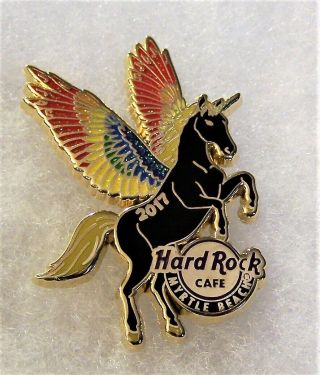 Hard Rock Cafe Myrtle Beach Black Unicorn With Rainbow Wings Pride Pin 92799