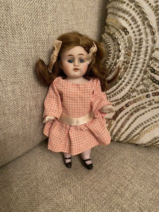 Pretty Antique 6” All Bisque Doll German Kestner Mold 150 Wig Dress