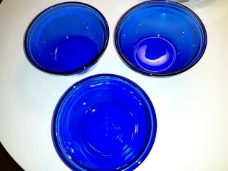 Anchor Hocking Cobalt Blue Glass Set Of 3 6 Oz Dishes Custard Cups