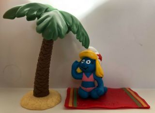 Smurfs 40262 Beach Holiday Smurfette Rare Vintage Smurf Figure Toy Pvc Figurine