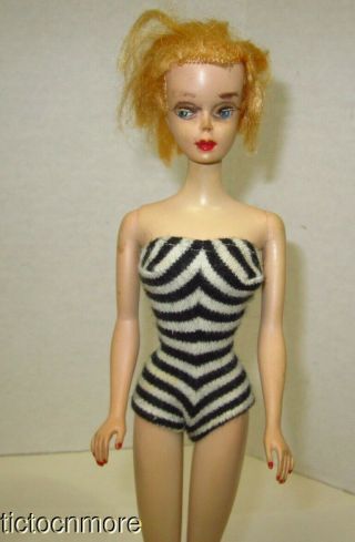 Vintage Barbie Ponytail Doll Blonde Tm Body Ghost Body Brown Liner No Green