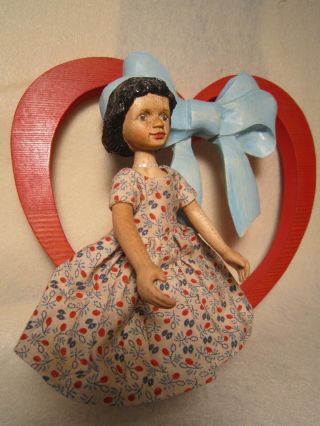 Hitty Raikes Art Doll Hand Carved Wood Carved Wood Heart OOAK 2