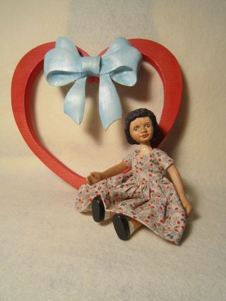 Hitty Raikes Art Doll Hand Carved Wood Carved Wood Heart OOAK 3
