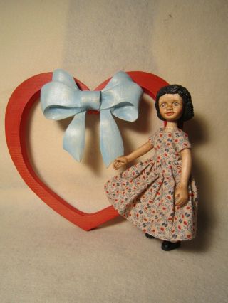 Hitty Raikes Art Doll Hand Carved Wood Carved Wood Heart OOAK 4