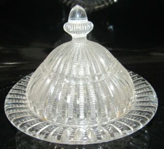 Eapg Imperial Glass File Pattern Covered Butter Dish Late 1800 