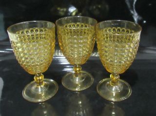3 Eapg Adams & Co Amber Thousand Eye Goblets Late 1800 