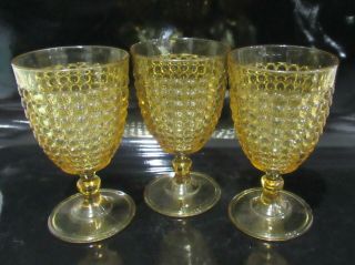 3 EAPG ADAMS & CO AMBER THOUSAND EYE GOBLETS LATE 1800 ' S 2